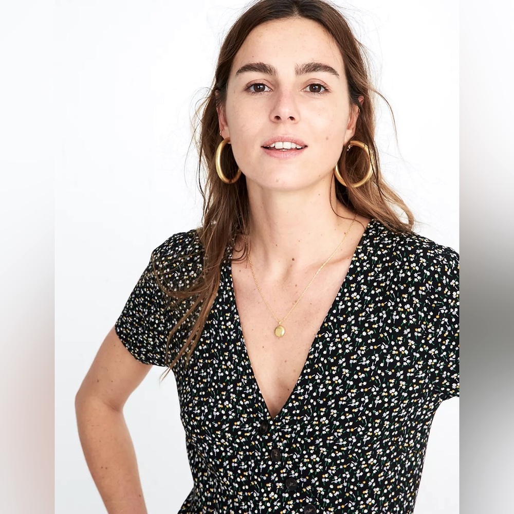 Madewell Button Wrap Dress in Playground Posie